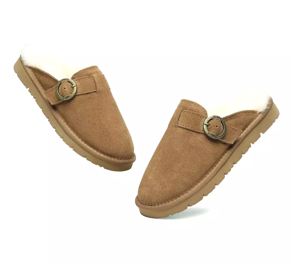 EVERAU Premium Sheepskin Slipper Women Cedar