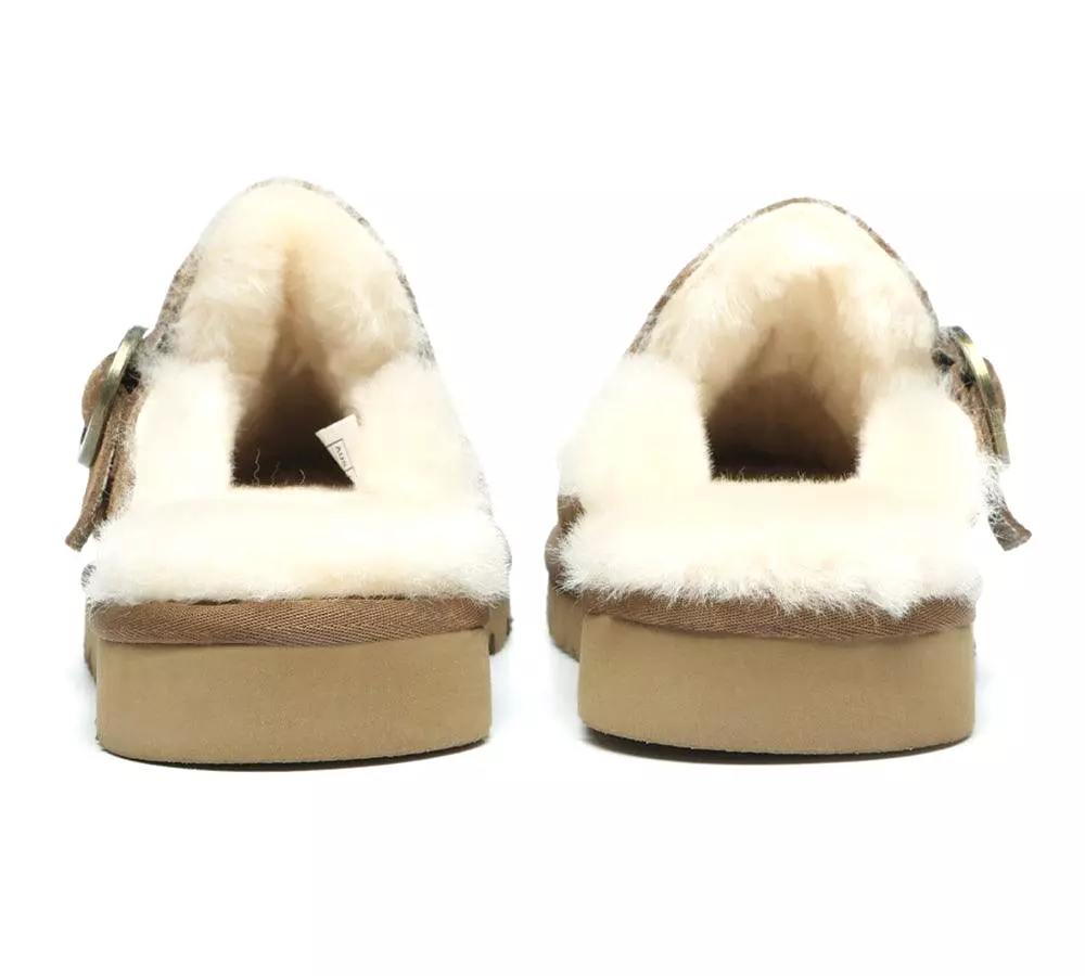 EVERAU Premium Sheepskin Slipper Women Cedar