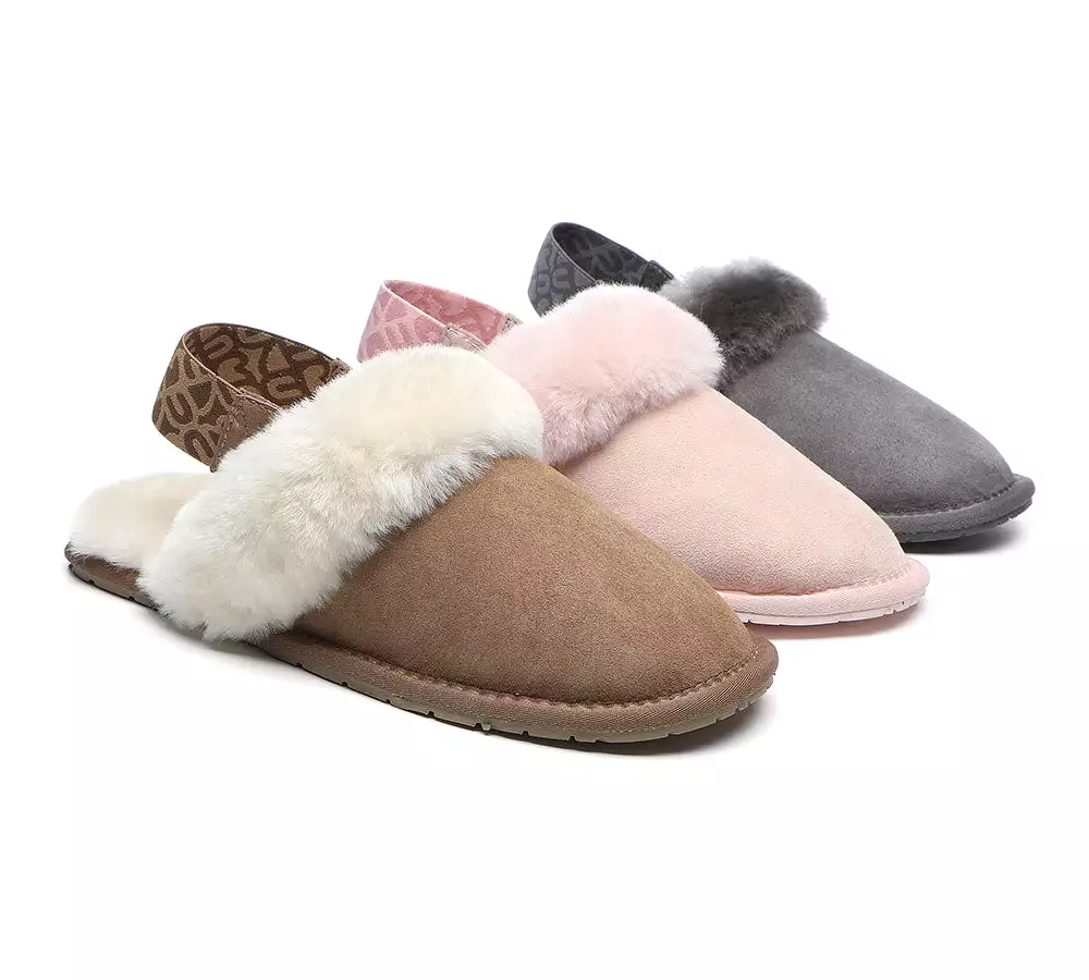 EVERAU Removable Strap Slingback Sheepskin Slippers Lonsdale