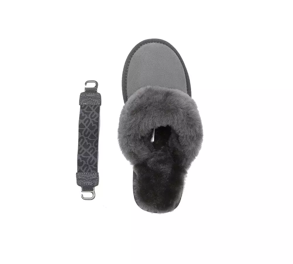 EVERAU Removable Strap Slingback Sheepskin Slippers Lonsdale