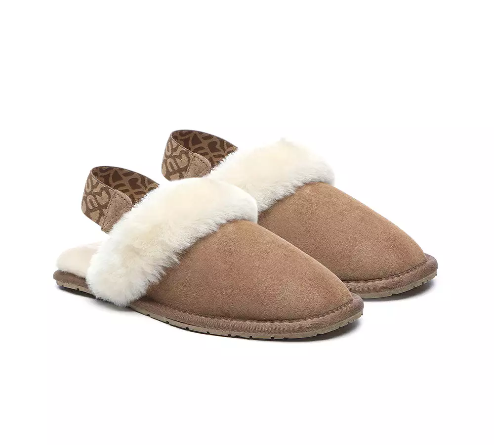 EVERAU Removable Strap Slingback Sheepskin Slippers Lonsdale