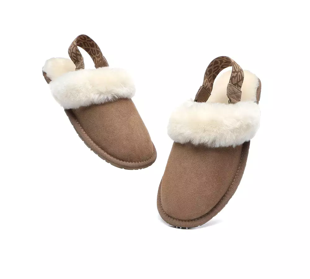 EVERAU Removable Strap Slingback Sheepskin Slippers Lonsdale