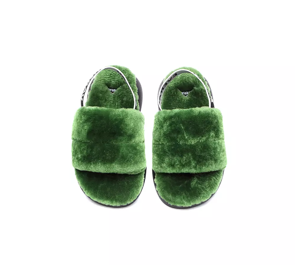 EVERAU Sheepskin Wool Slingback Fluffy Slides Women Miss Ever