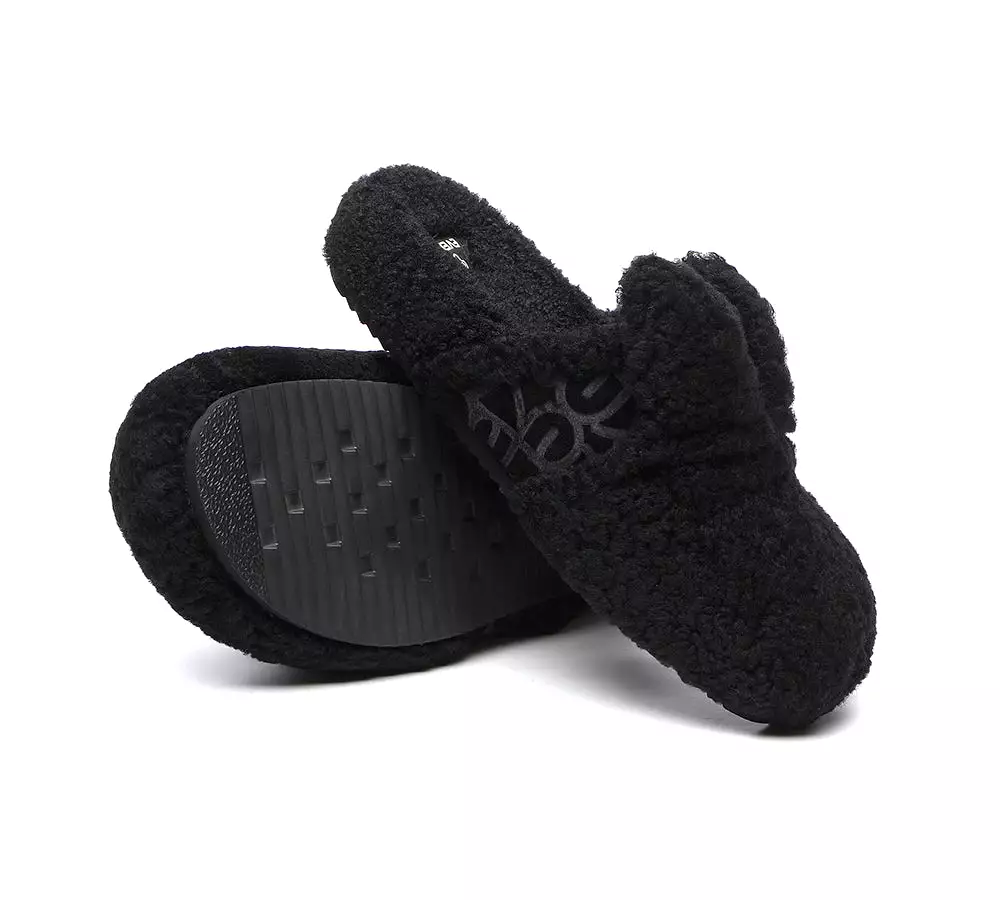 EVERAU Sheepskin Wool Slippers Women Fluffy Bunny