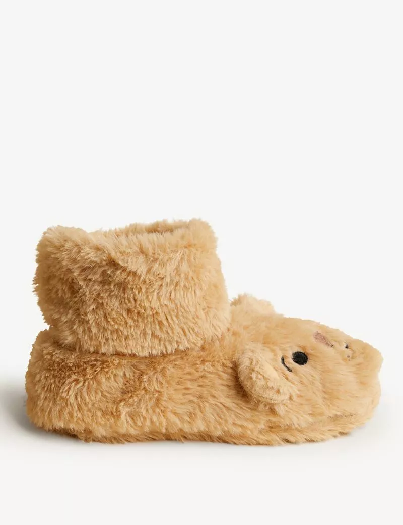 Faux Fur Spencer Bear Thermal Slipper Socks