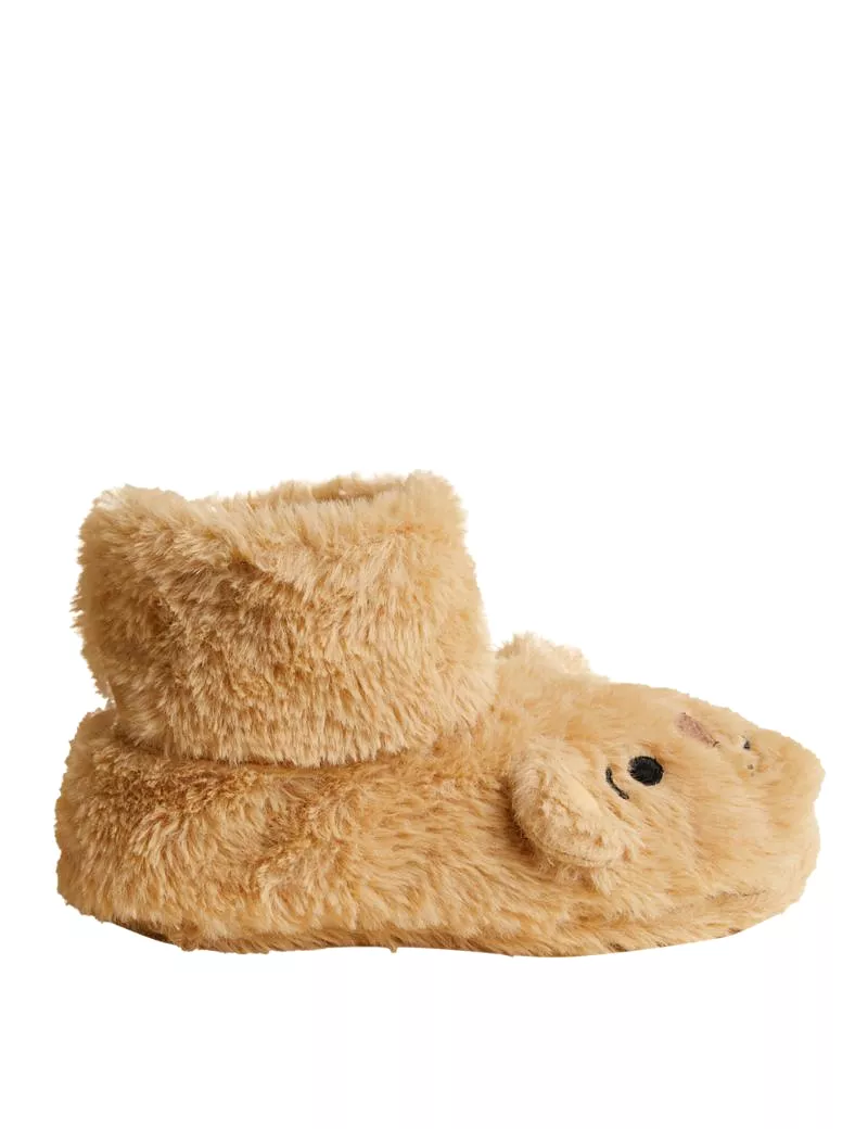 Faux Fur Spencer Bear Thermal Slipper Socks