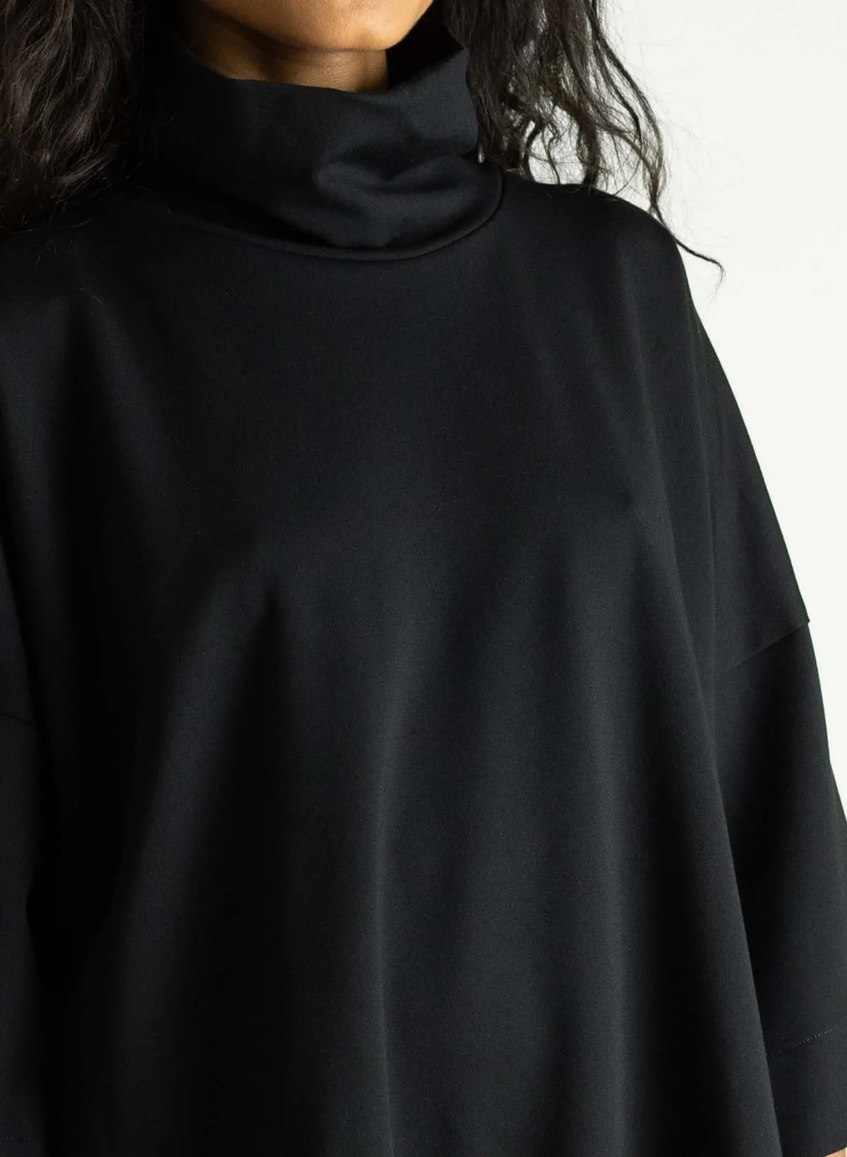 Flared Sleeve Turtleneck - Black