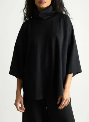 Flared Sleeve Turtleneck - Black