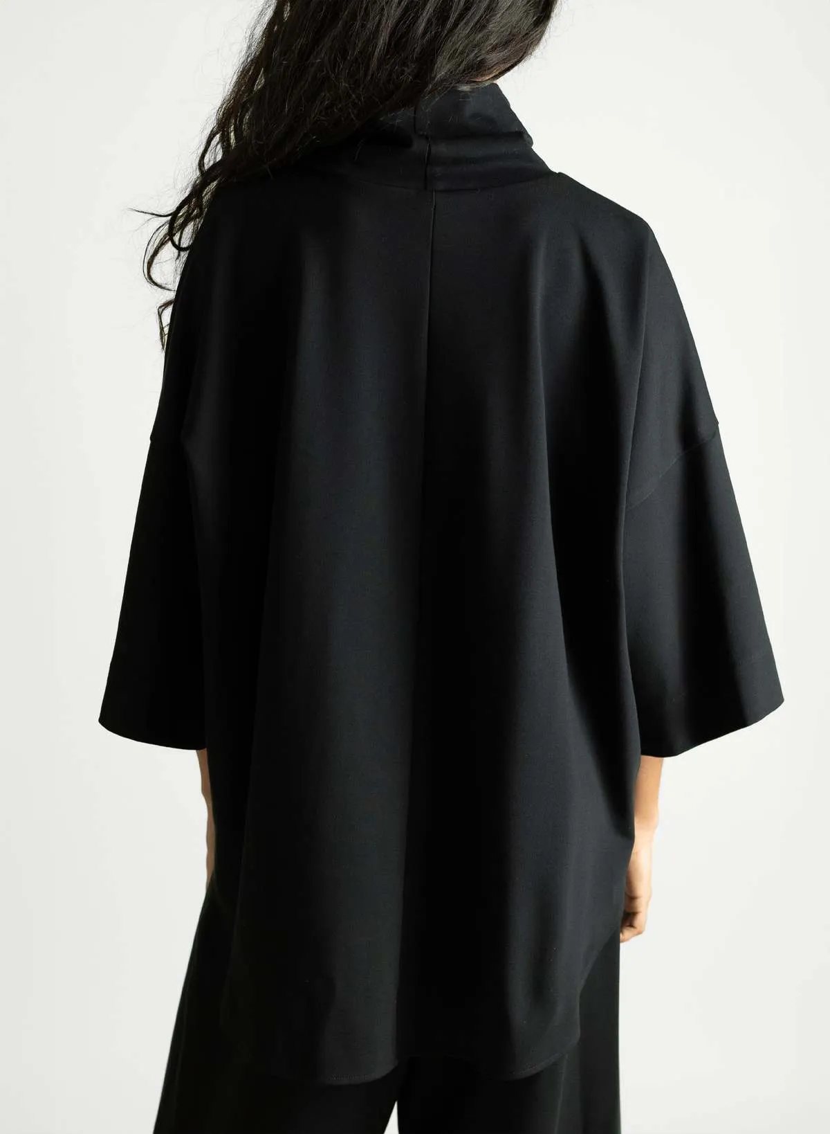 Flared Sleeve Turtleneck - Black