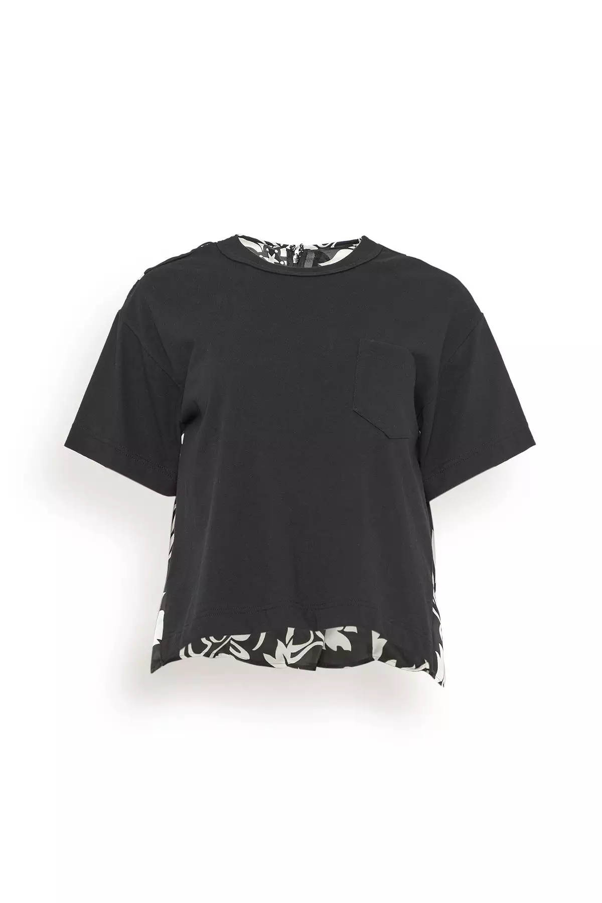 Floral Print Cotton Jersey T-Shirt in Black