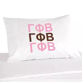 Gamma Phi Beta Sorority Letters in Sorority Colors Pillowcase