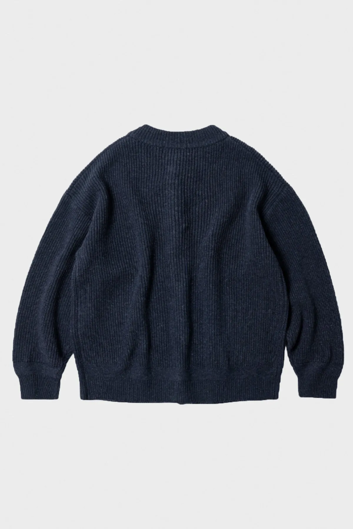 Heavy Wool Round Cardigan - Indigo