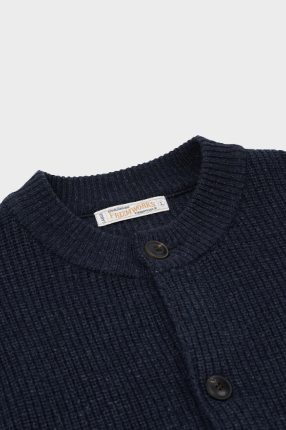 Heavy Wool Round Cardigan - Indigo