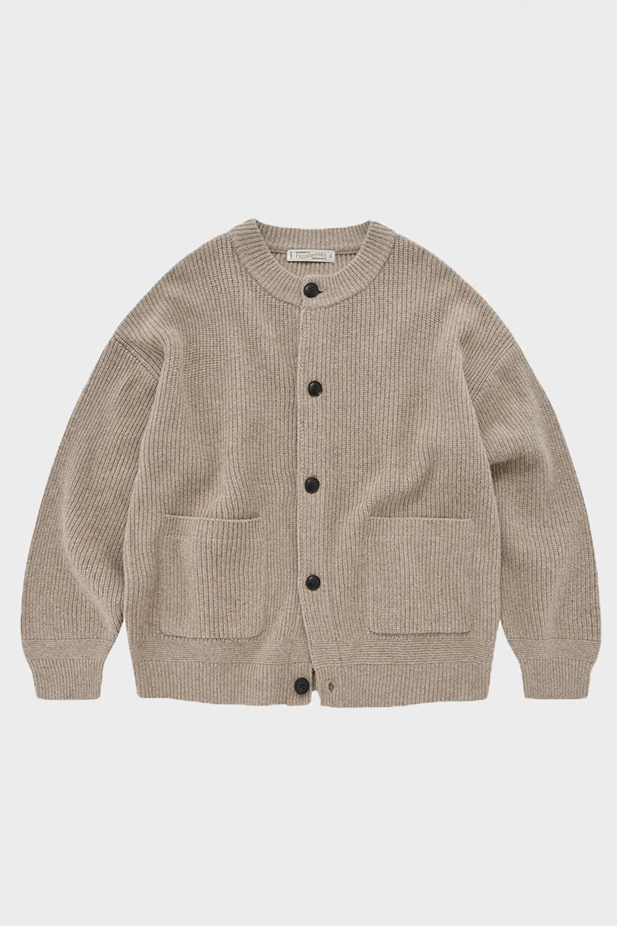 Heavy Wool Round Cardigan - Oatmeal