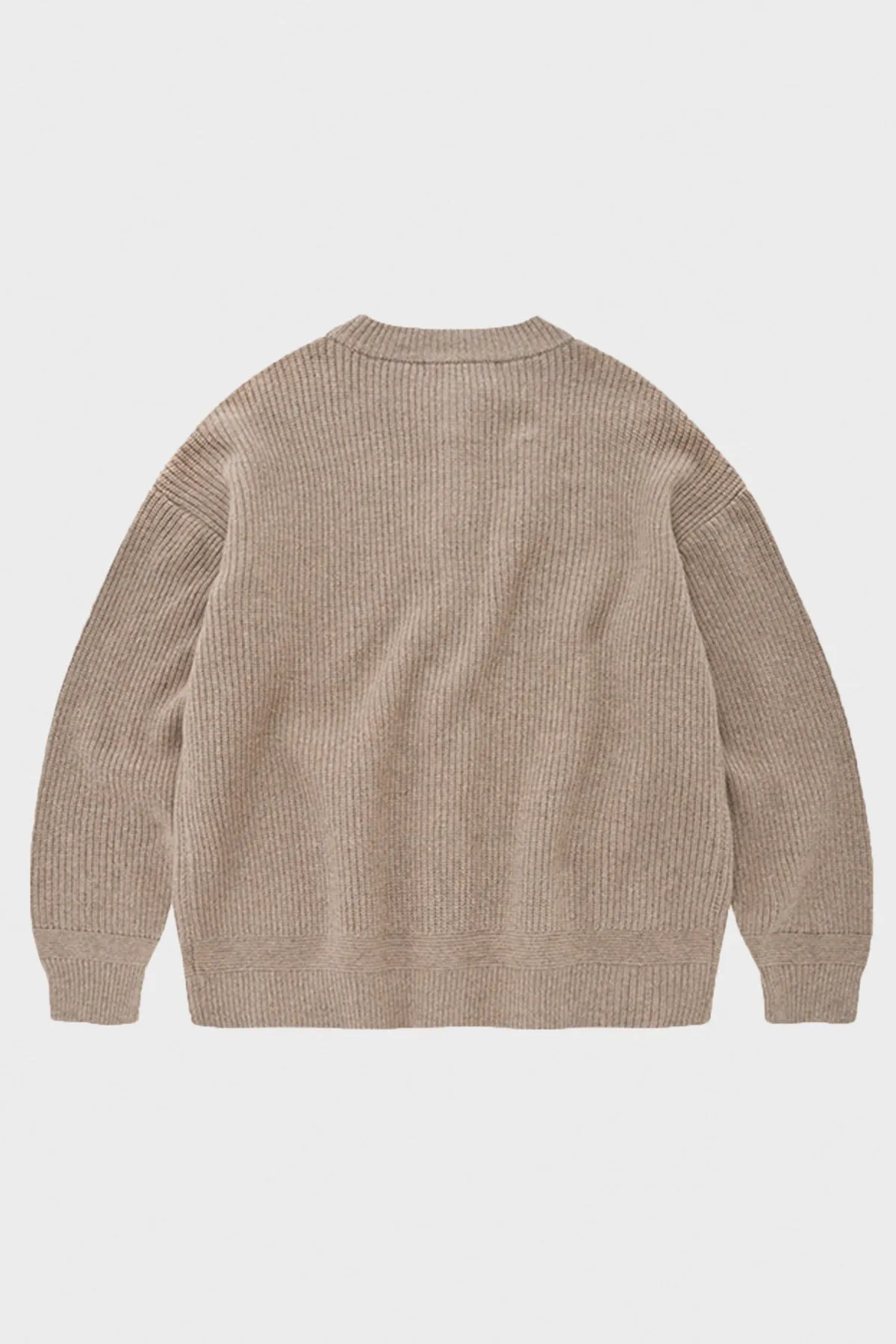 Heavy Wool Round Cardigan - Oatmeal