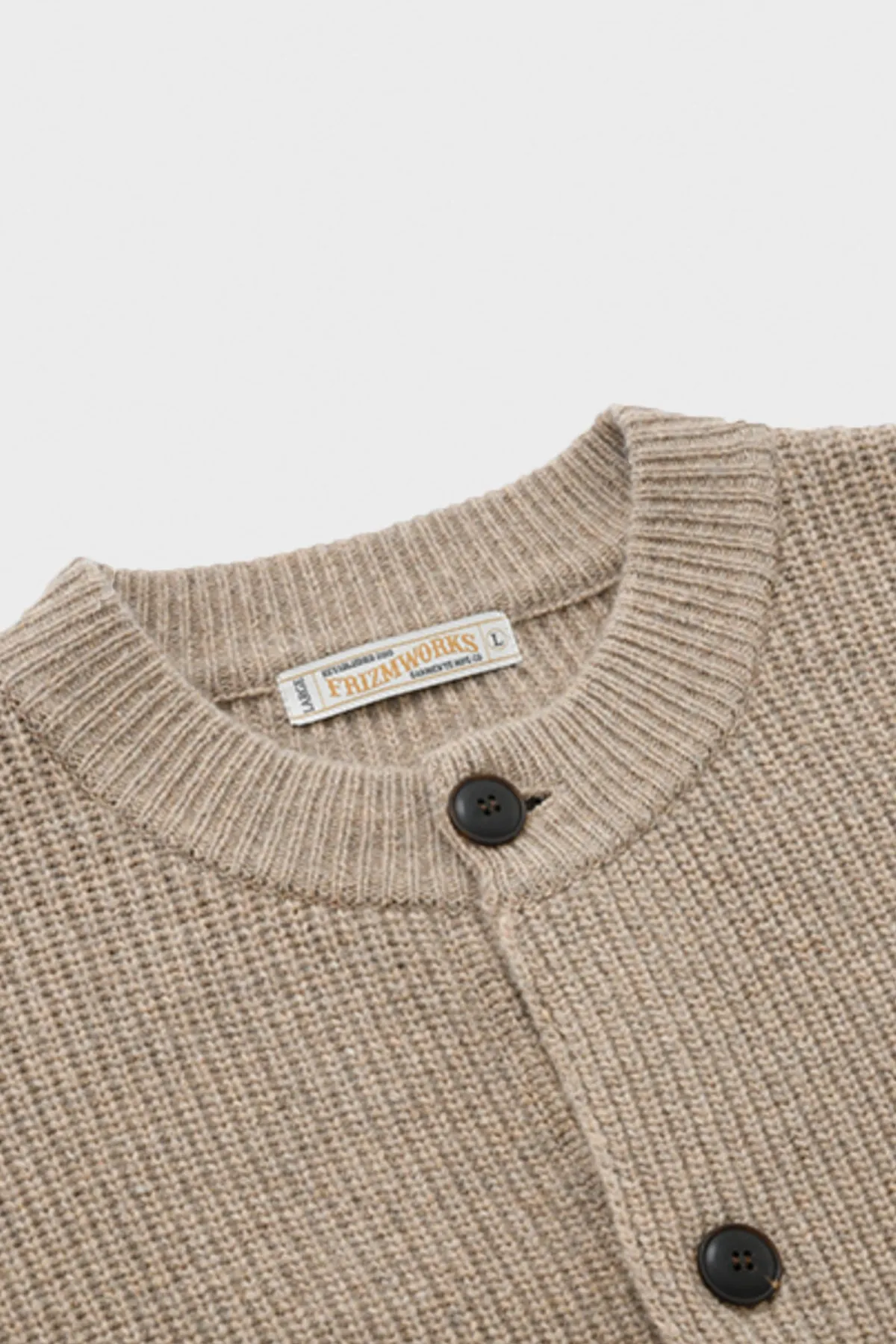 Heavy Wool Round Cardigan - Oatmeal