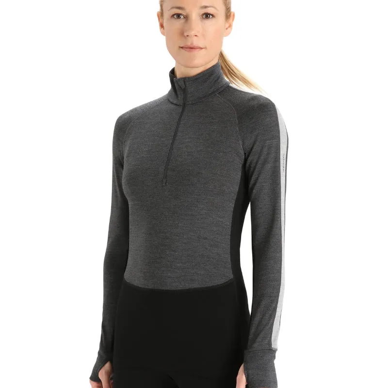 icebreaker Merino Base Layer Women's 260 Zoneknit Long Sleeve Half Zip Thermal Top - Jet Heather