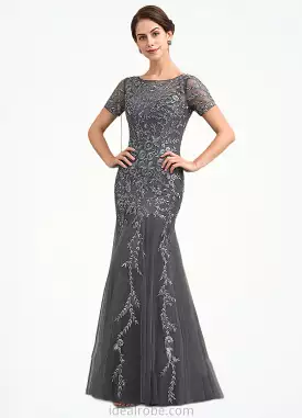 Jayleen Trumpet/Mermaid Scoop Neck Floor-Length Tulle Lace Mother of the Bride Dress With Beading Sequins STK126P0014767