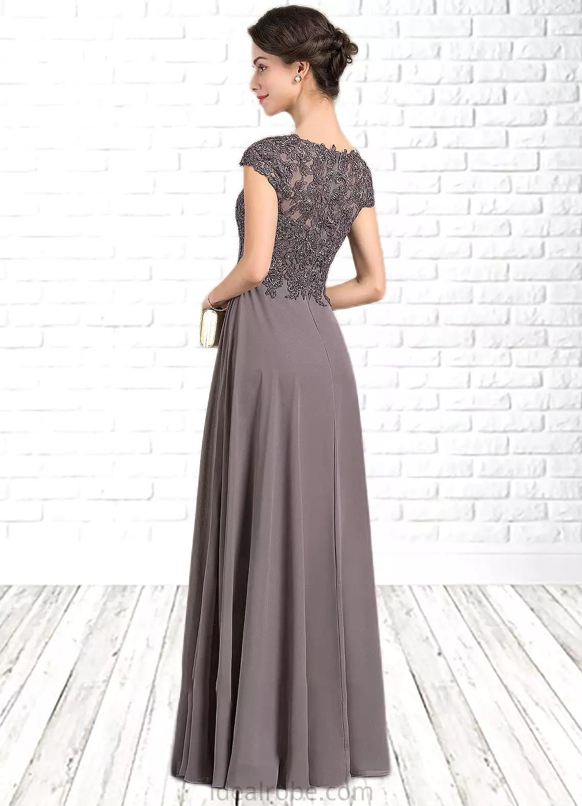 Jaylyn A-Line Scoop Neck Floor-Length Chiffon Lace Mother of the Bride Dress With Beading STK126P0014761