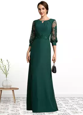 Lauretta A-Line Scoop Neck Floor-Length Chiffon Lace Mother of the Bride Dress With Beading Sequins STK126P0014773