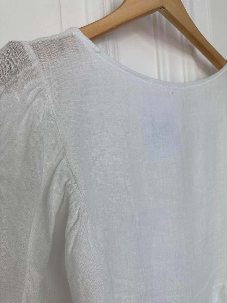 Linen Smock Top - White