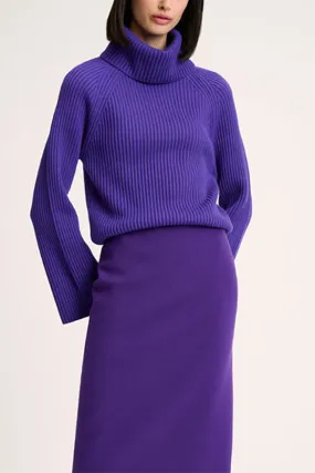 Luisa Spagnoli MAGNUS PURPLE RIB-KNIT TURTLENECK PULLOVER