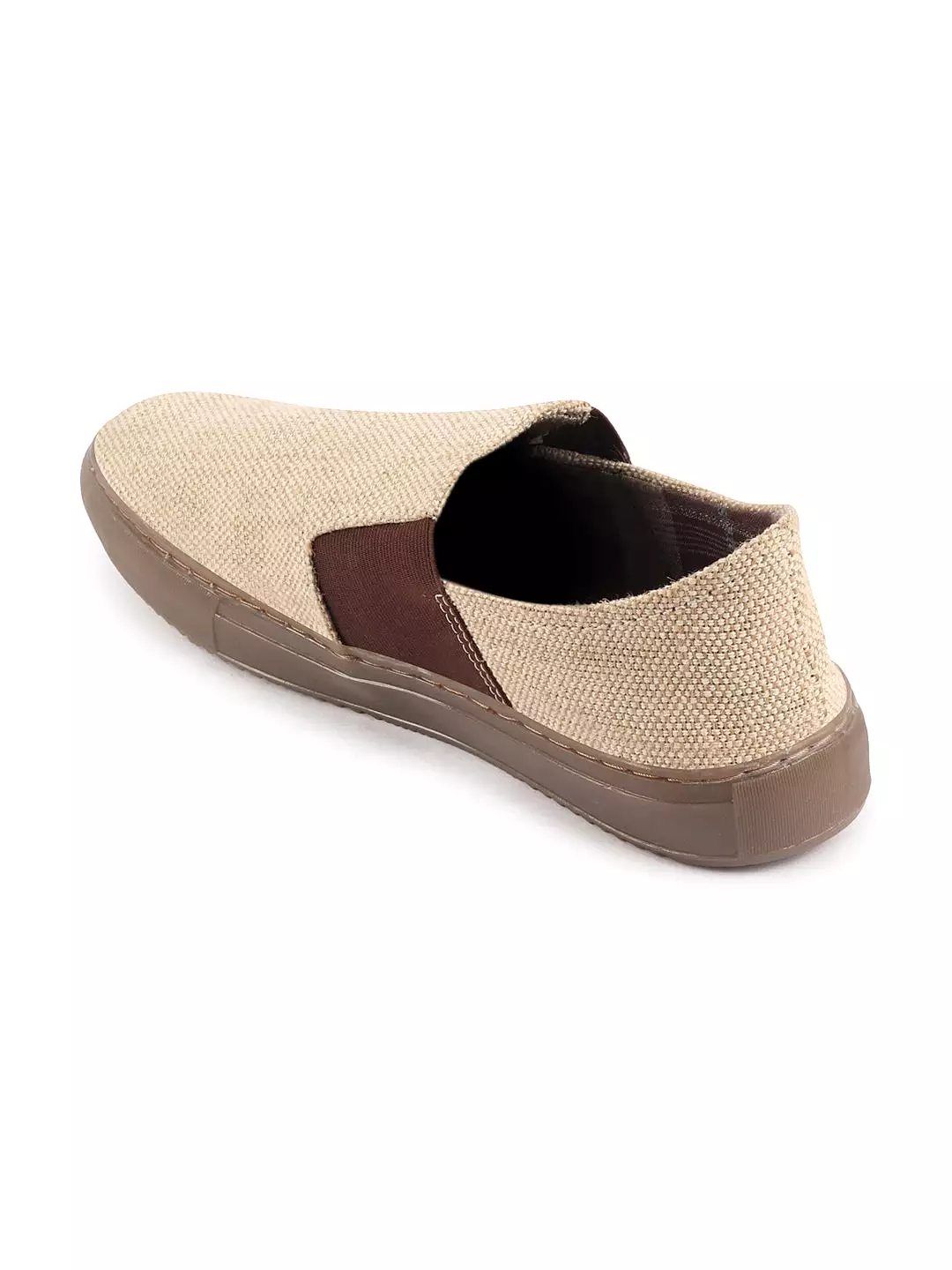 Men Beige Colorblocked Classic Jute/Fabric Slip On Canvas Sneaker Slip On Casual Shoes