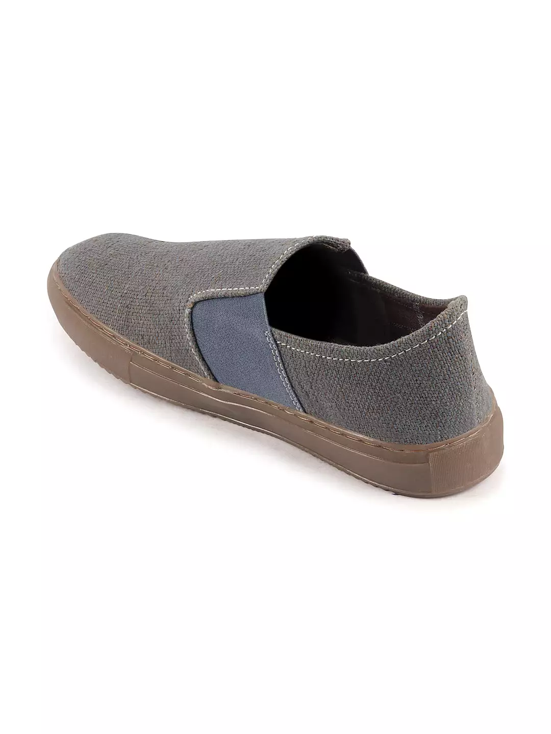 Men Grey Colorblocked Classic Jute/Fabric Slip On Canvas Sneaker Slip On Casual Shoes