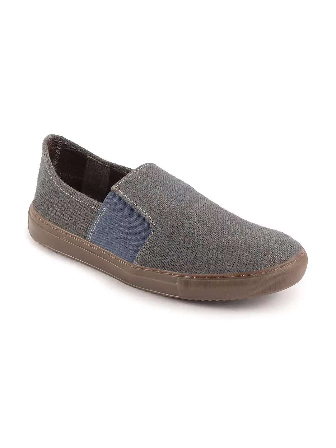 Men Grey Colorblocked Classic Jute/Fabric Slip On Canvas Sneaker Slip On Casual Shoes