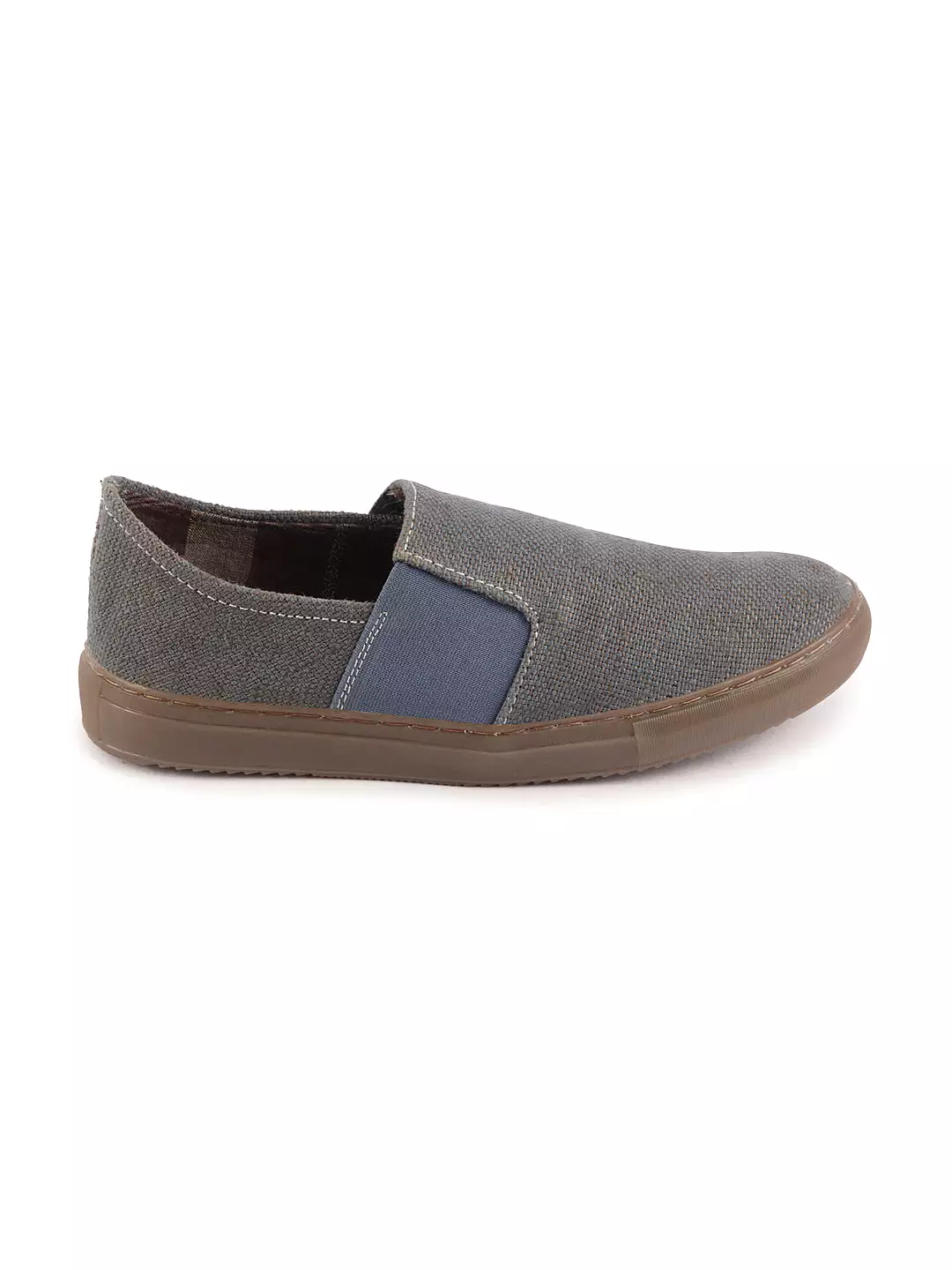 Men Grey Colorblocked Classic Jute/Fabric Slip On Canvas Sneaker Slip On Casual Shoes