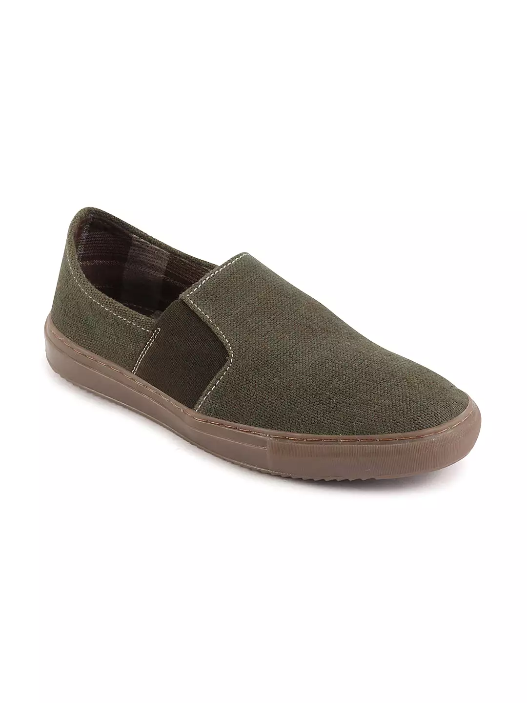 Men Olive Colorblocked Classic Jute/Fabric Slip On Canvas Sneaker Slip On Casual Shoes