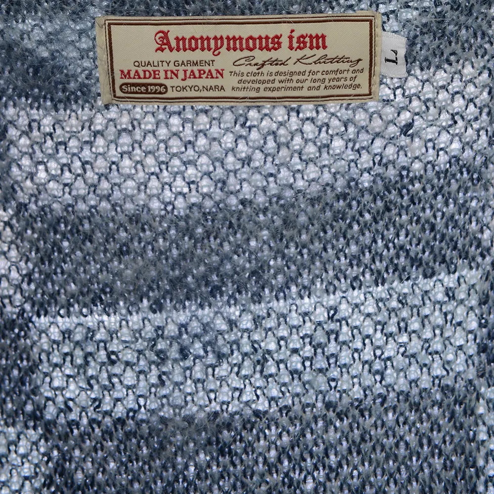 Mens Anonymous Ism Vintage Quilt Mohair Cardigan in Blue