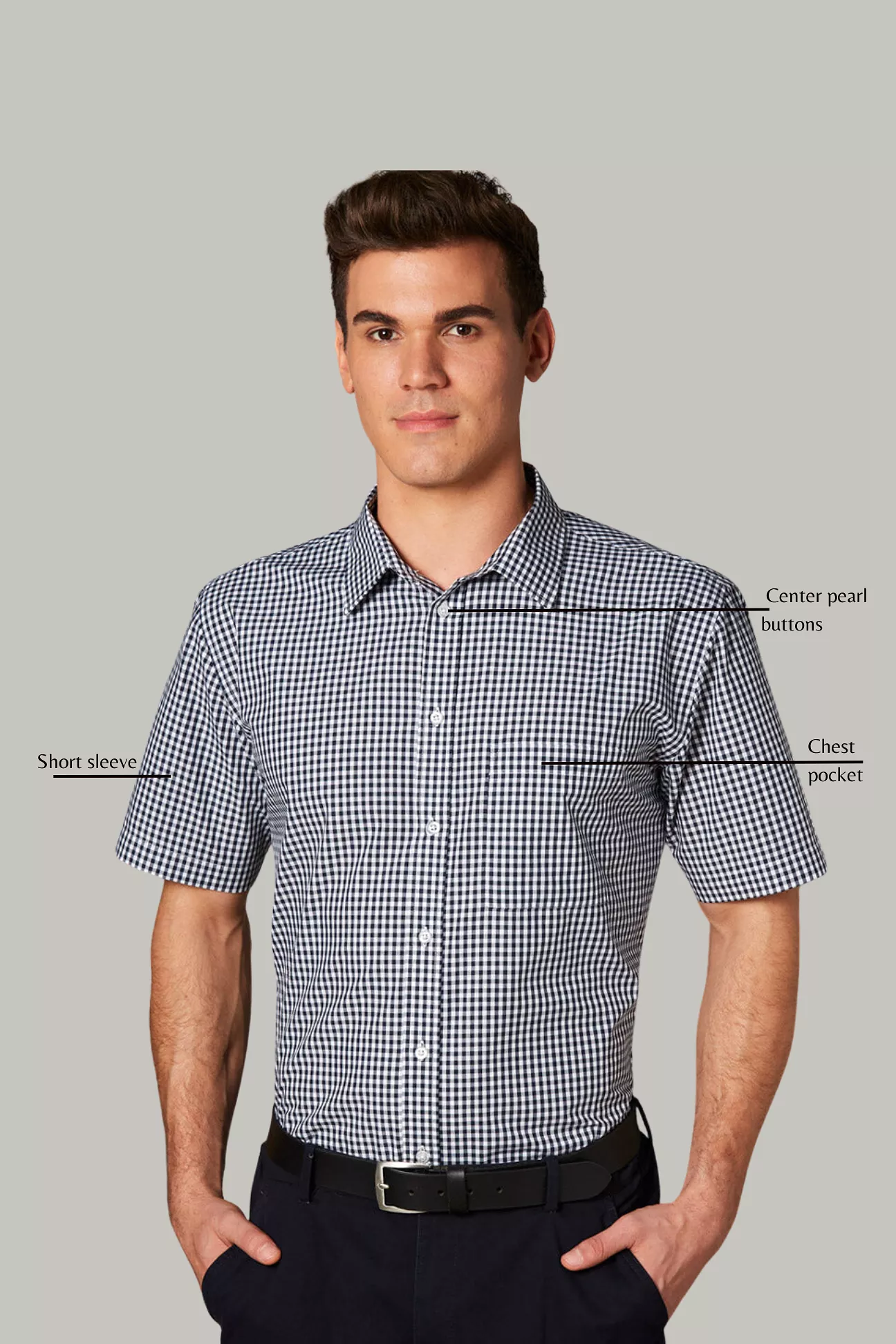 Men's Gingham Check Short Sleeve Shirt - 3 colors