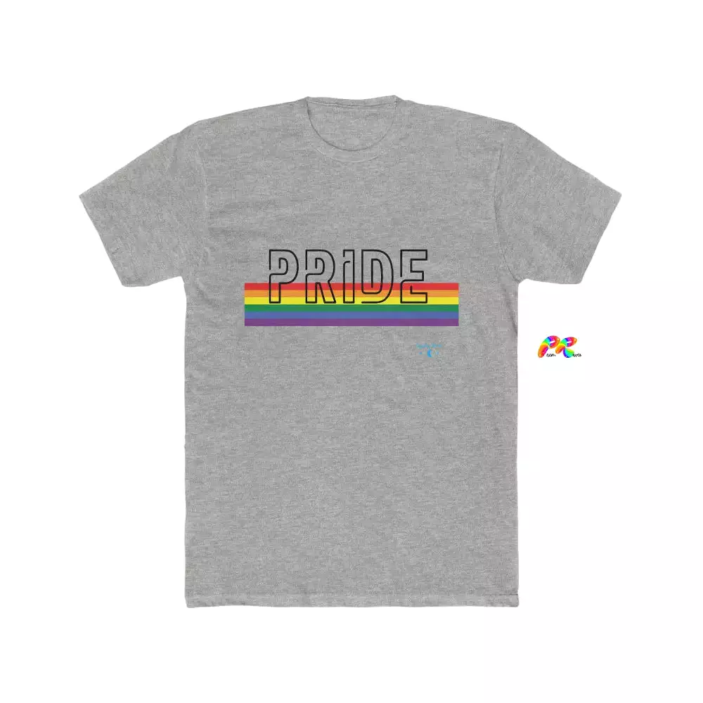 Men's Pride w Rainbow Lines Cotton Crew T-Shirt