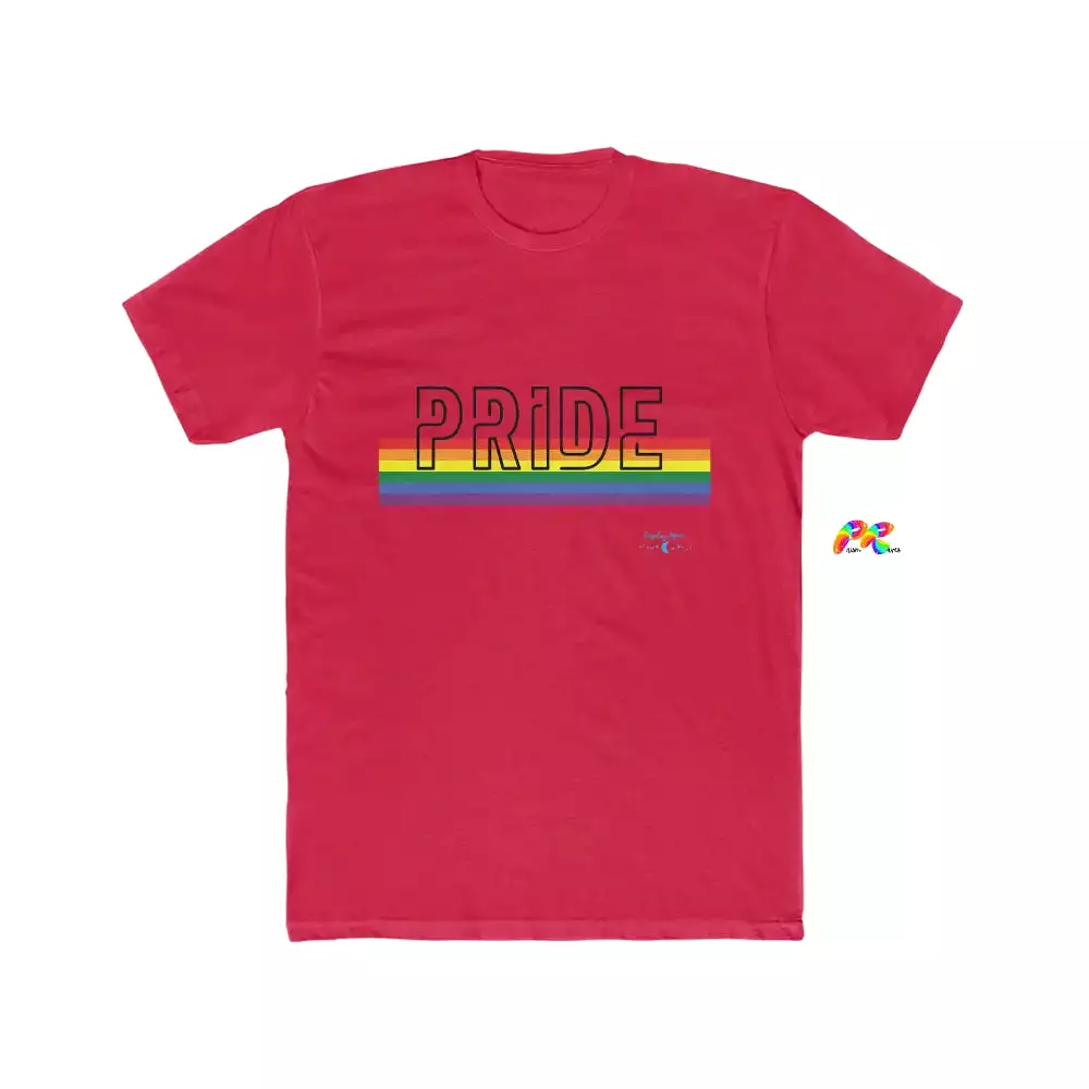 Men's Pride w Rainbow Lines Cotton Crew T-Shirt