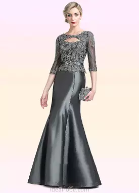 Olive Trumpet/Mermaid Scoop Neck Floor-Length Taffeta Mother of the Bride Dress With Beading Appliques Lace Sequins STK126P00148