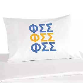 Phi Sigma Sigma Sorority Letters in Sorority Colors Pillowcase