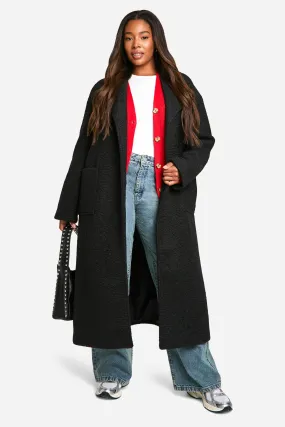 Plus Brushed Shawl Collar Belted Coat