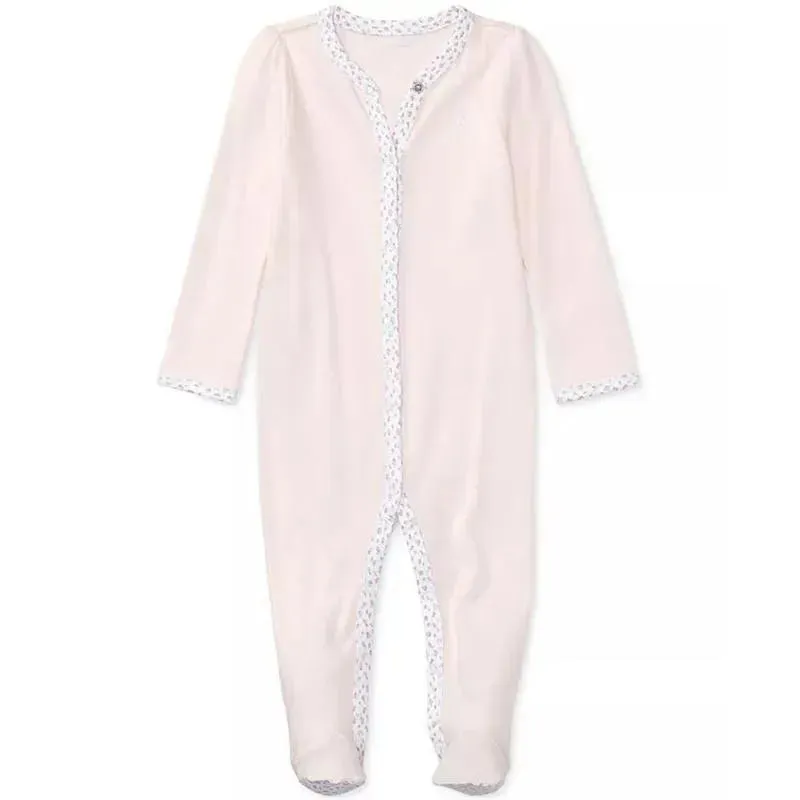 Polo Ralph Lauren Baby - Girl Long-Sleeve Organic Cotton Interlock Knit Coverall, Delicate Pink