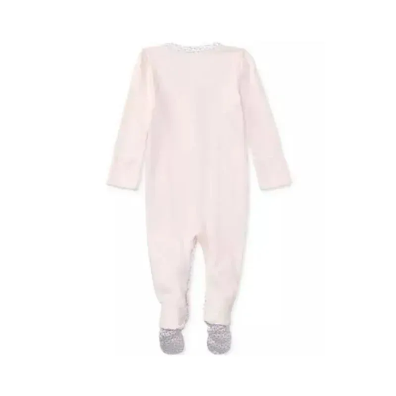 Polo Ralph Lauren Baby - Girl Long-Sleeve Organic Cotton Interlock Knit Coverall, Delicate Pink