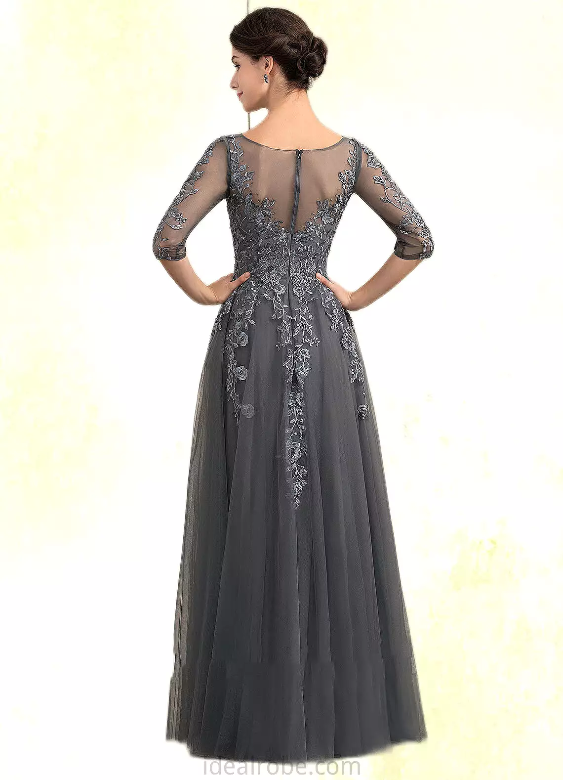 Reese A-Line V-neck Floor-Length Tulle Lace Mother of the Bride Dress With Beading Sequins STK126P0014895