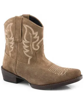 Roper Women's Dusty II Cow Suede Western Booties - Snip Toe