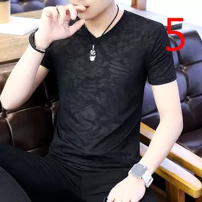 round neck T-shirt, ice silk shirt, men's thin