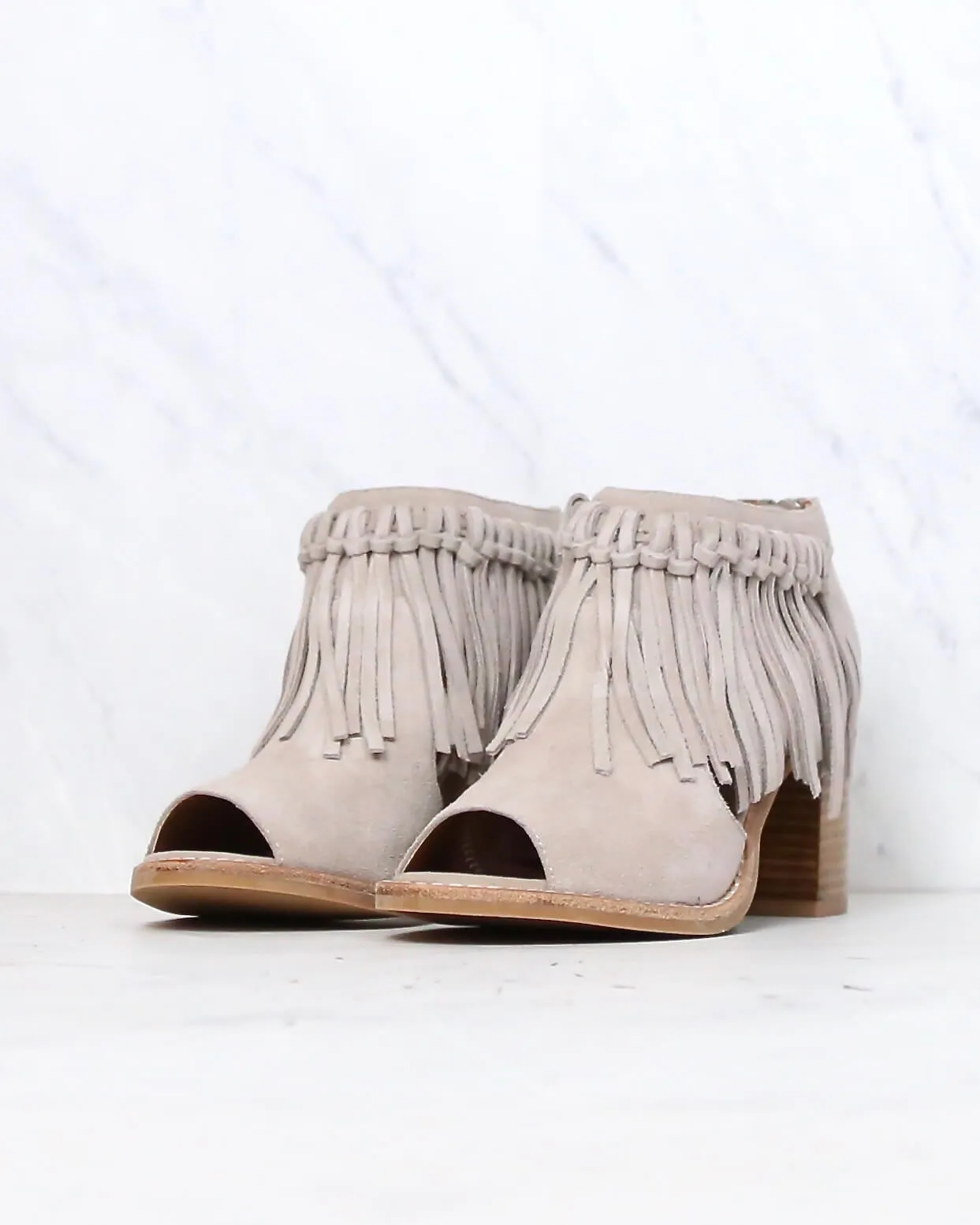 Sbicca - Hickory Suede Leather Fringe Ankle Booties in Beige