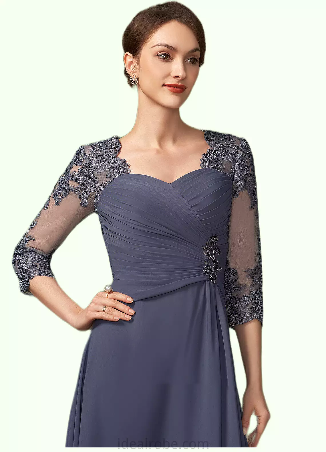 Silvia A-Line Sweetheart Asymmetrical Chiffon Lace Mother of the Bride Dress With Beading Sequins STK126P0014783