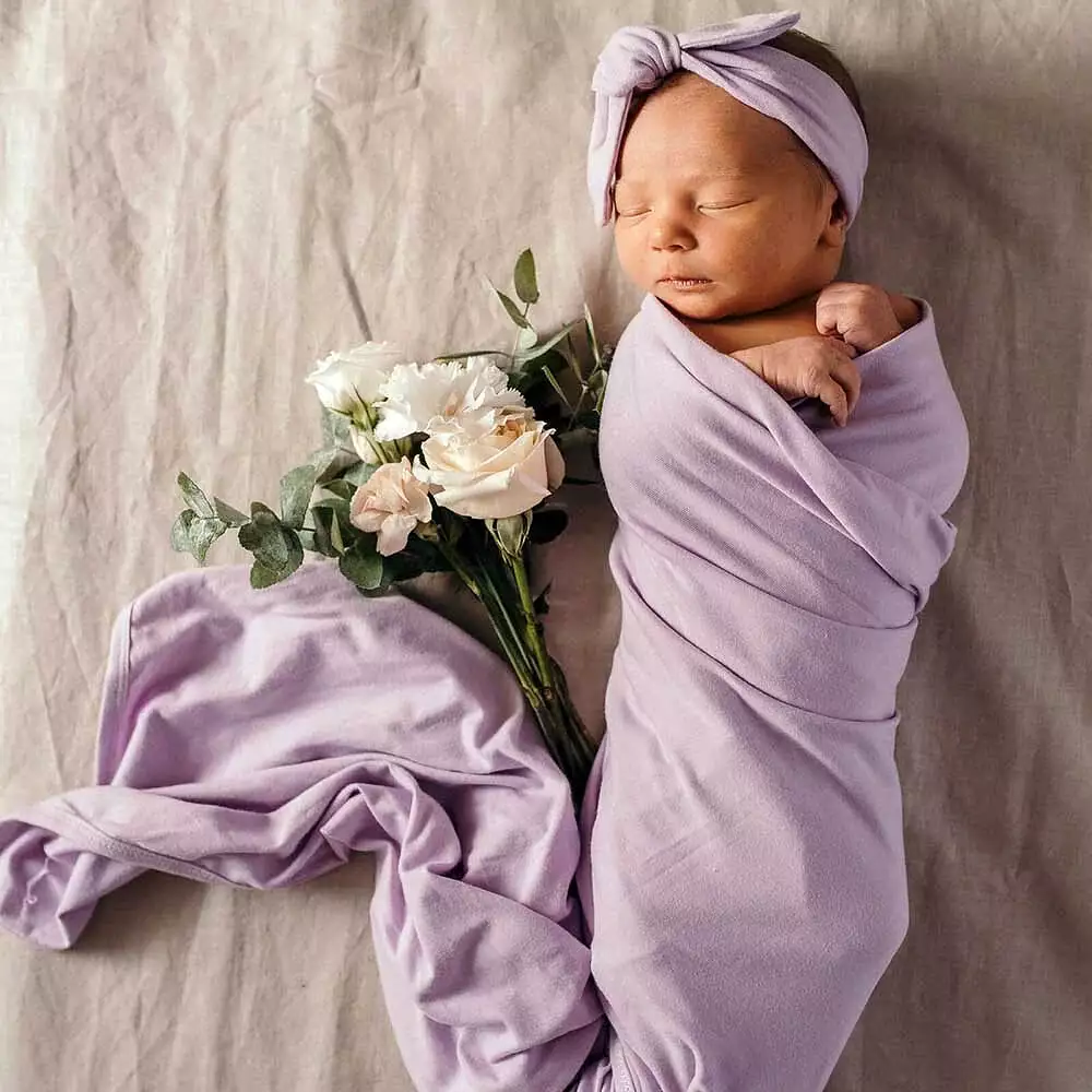 Snuggle Hunny Jersey Wrap & Beanie Set - Lilac