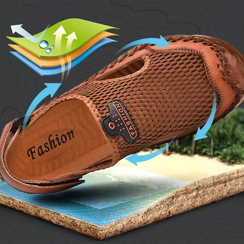 Sports Sandals Non-Slip Breathable Mesh Fishing Shoes Summer Outdoor Casual Shoes Outdoor Hiking Climbing Sports Non-slip Men Sa