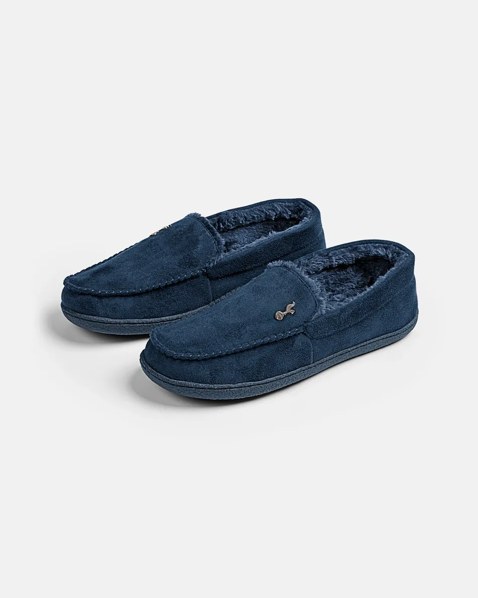 Spurs Mens Navy Moccasin Slippers