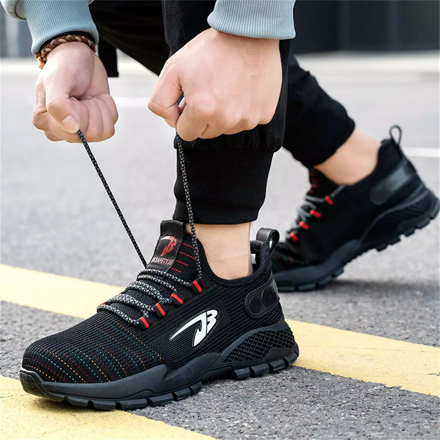 Steel Toe Shoe for Men Women Air Cushion Sneaker Slip Safety Indestructible Shoes