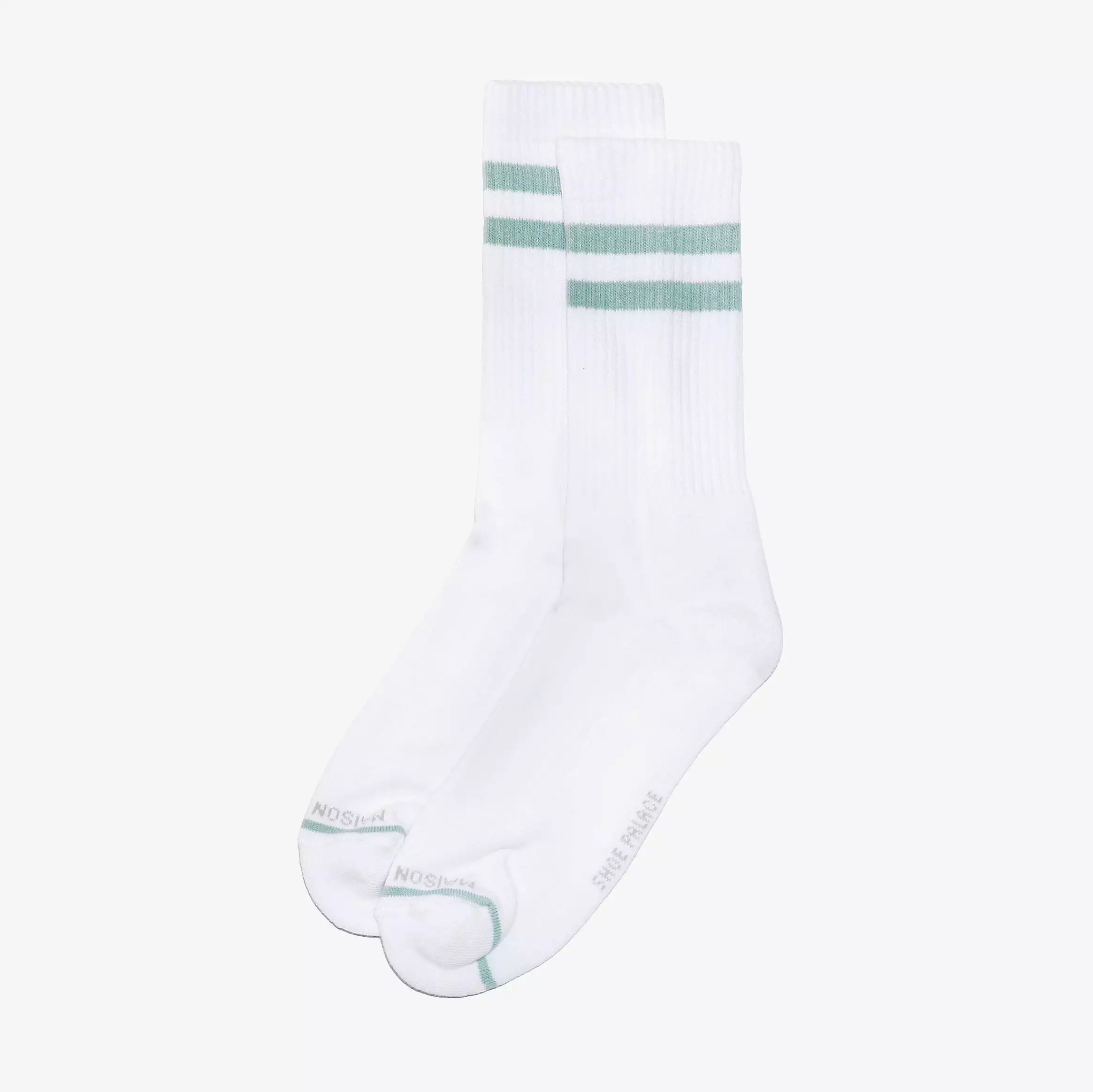 Stripe Crew Socks Mens Socks (White)